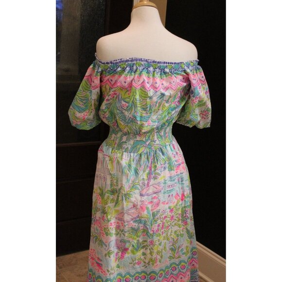 Lilly Pulitzer Dress Camille Womens Size S Off Shoulder Island Hopping Dress - Picture 6 of 11
